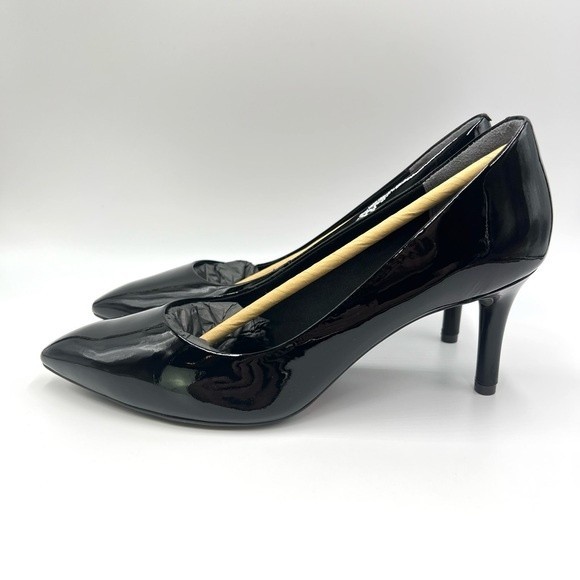 9W 9 W WIDE WIDTH Rockport Women's Total Motion 75MM Black Patent Leather Heels - Picture 6 of 15